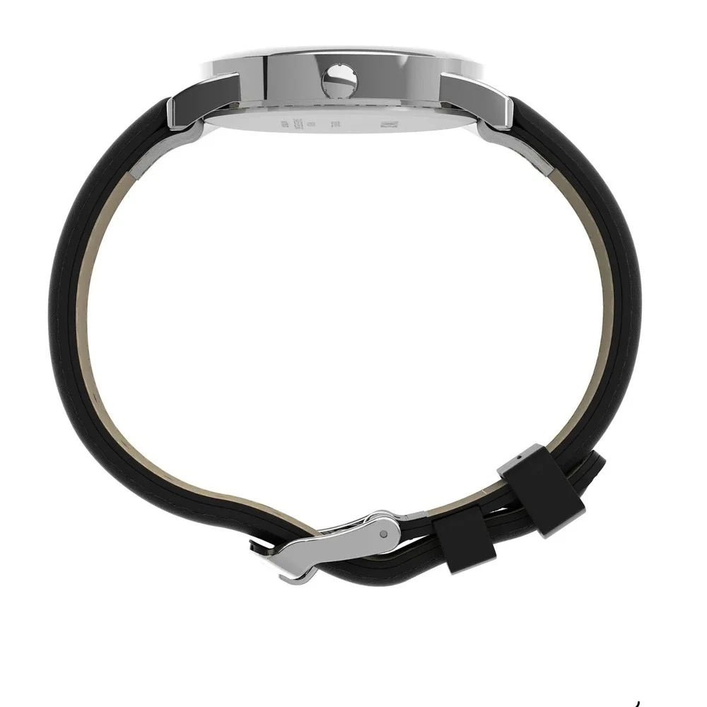 Timex Easy Reader Watch 35mm Silver White Black‎ Leather Indiglo T2H281 9J